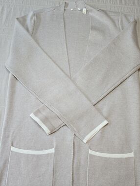 Cyrus Light Taupe Open-Front Pocket Cardigan - Women's Size XS